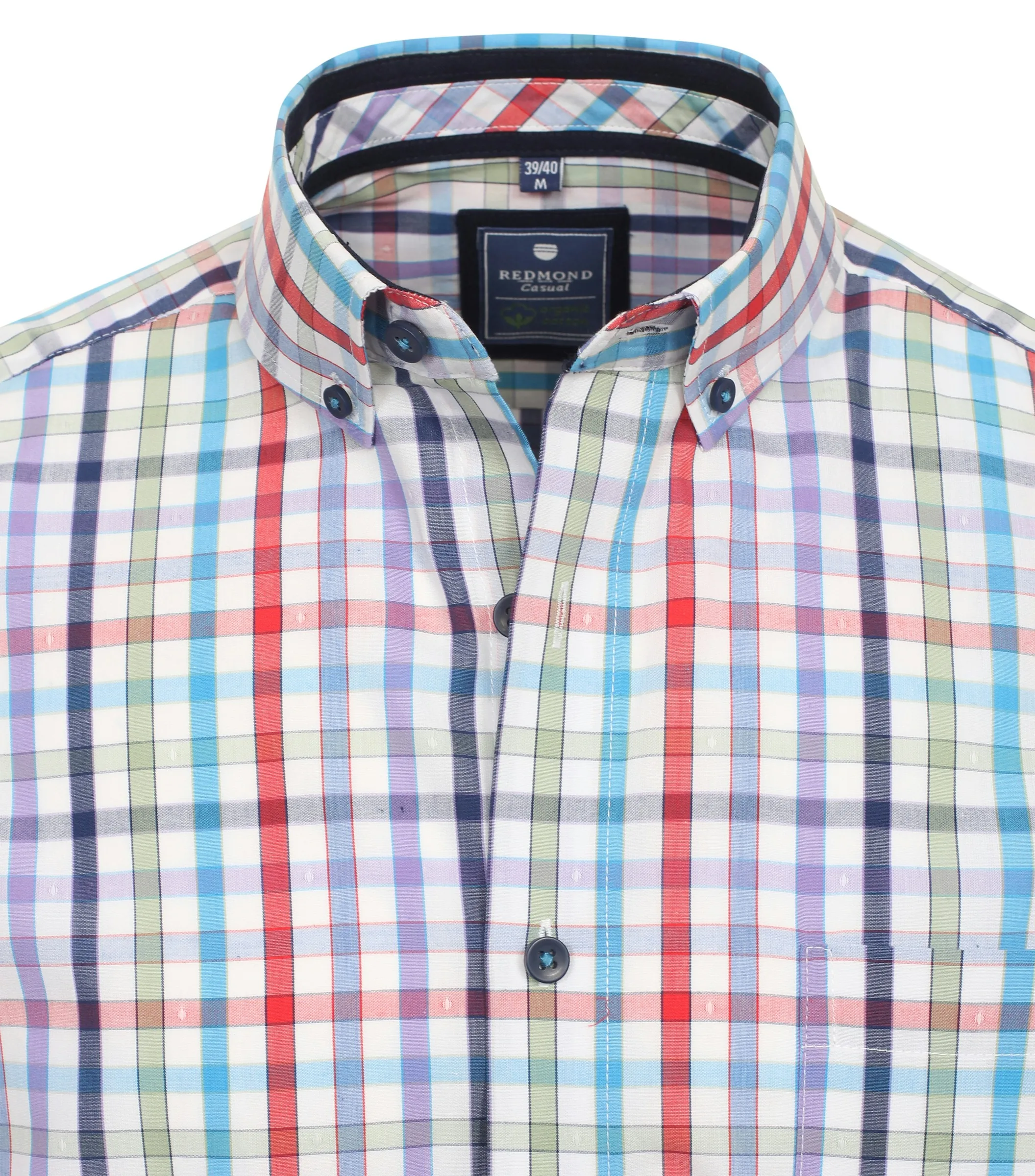 REDMOND Freizeithemd Kurzarm in Blau - 100 % Baumwolle - Ansicht 3